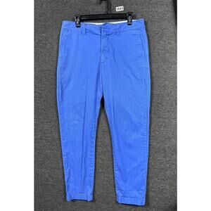 Ralph Lauren Sport Pants Womens 10 Blue Chino Cropped Casual Classic 100% Cotton